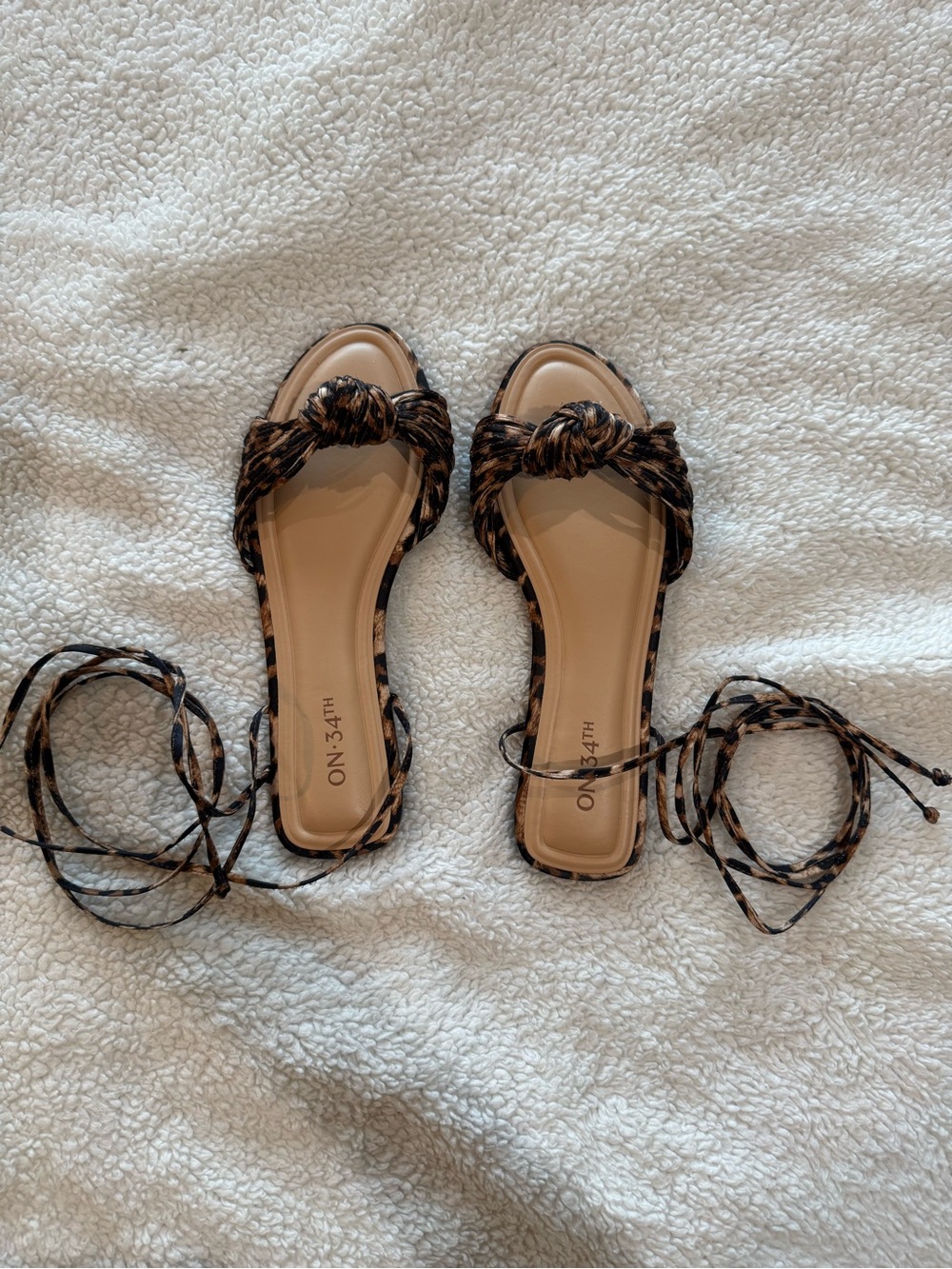 Women’s Braided Lace-Up Sandals in Leopard Print